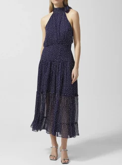 Abi polka dot scarf-neck chiffon dress