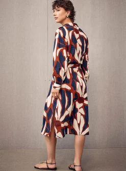 Abstract flowers voile shirtdress