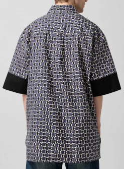 Accent sleeves geometric pattern loose shirt