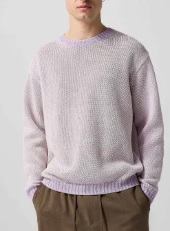 Accent trim openwork knit sweater