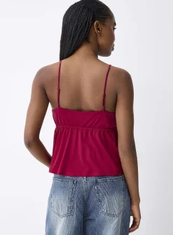 Adjustable tie-front babydoll cami