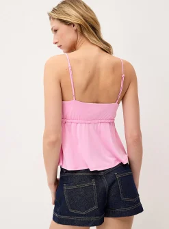 Adjustable tie-front babydoll cami