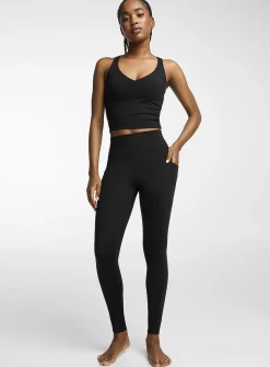 Adjustable-waist pocket velvety legging