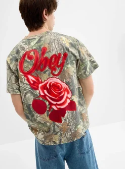 Airbrushed rose camo T-shirt