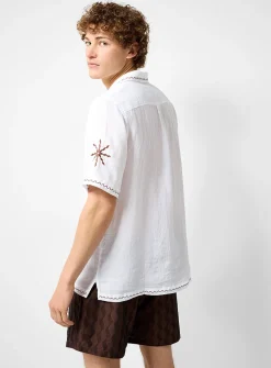 Alves embroidered linen camp shirt