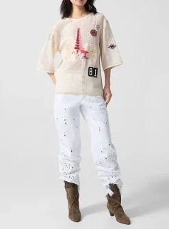 Amia geometric broderie anglaise jean