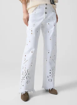 Amia geometric broderie anglaise jean