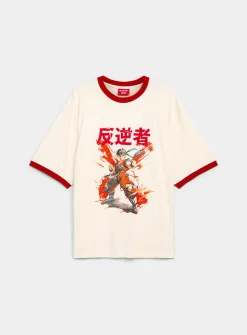 Anime graphic ringer T-shirt