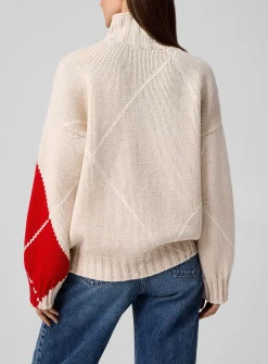 Argyle pattern pure wool turtleneck