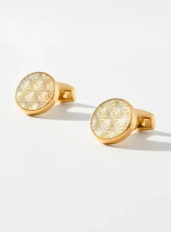Asanoha mother-of-pearl cuff links
