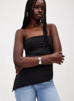 Asymmetrical microfibre tube top