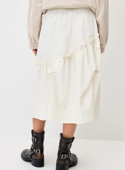Asymmetrical ruffled midi skirt