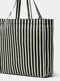 Athene black and white twill fabric tote