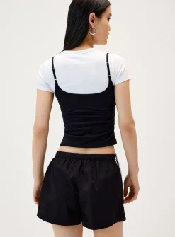 Athletic stripes poplin short
