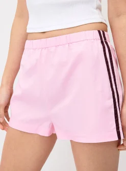 Athletic stripes poplin short