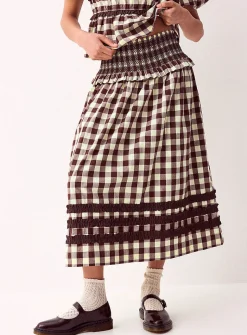 Ava gingham midi skirt