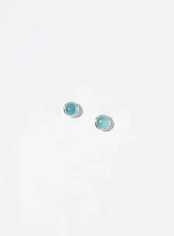 Azure-blue small round earrings