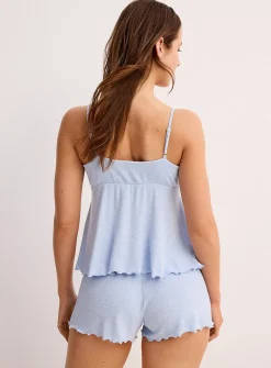 Baby ribbed lettuce-trim pyjama set