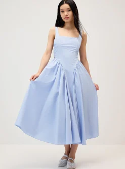 Back bow poplin maxi dress