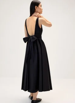 Back bow poplin maxi dress