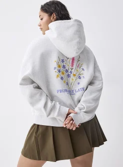 Back-print loose hooded sweatshirt