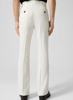 Banker-stripe white flared pant