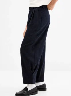 Banker stripe wide-leg pant