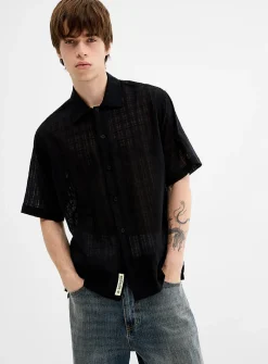 Banks check weave shirt