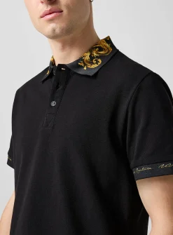 Baroque collar piqué polo shirt