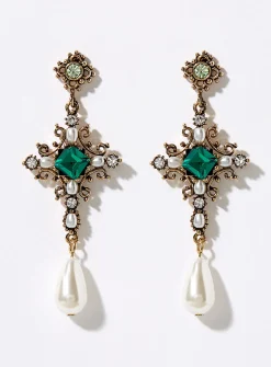 Baroque cross earrings