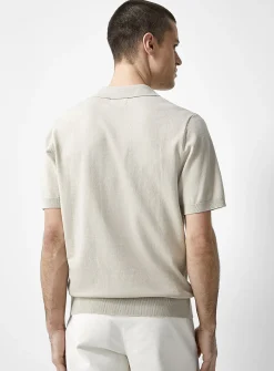 Basket-weave-knit textured polo
