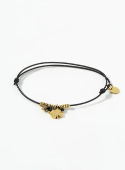 Bead and clover cord bracelet