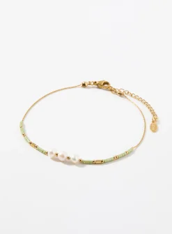 Bead and pearl ankle chain