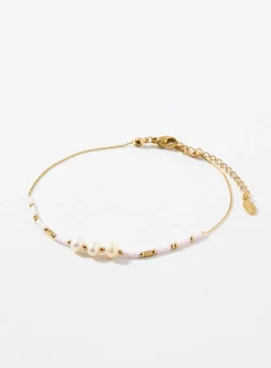 Bead and pearl ankle chain