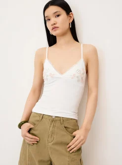 Beaded floral fitted cami