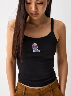 Beaded image scoop-neck cami