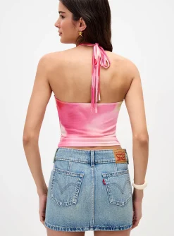 Beaded mesh halter cami