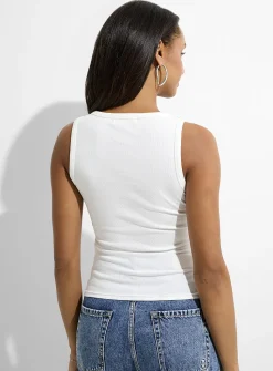 Beads and crystals fine ribbing cami