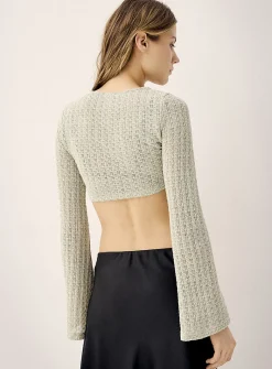 Bell-sleeve crocheted bolero