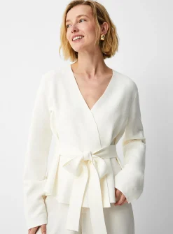 Belted crossover cardigan