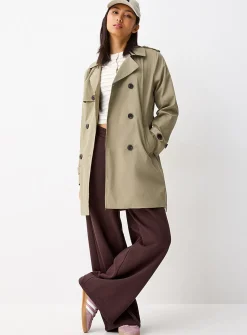 Belted double-breasted trench coat
