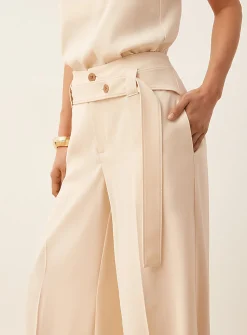Belted flowy wide-leg pant