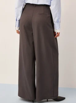 Belted front-panel ultra-wide-leg pant