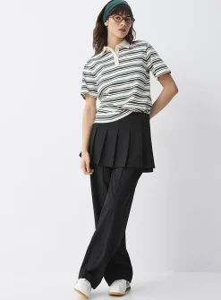 Belt loops pleated dress skirt