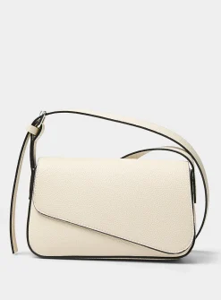 Bevel flap pebbled crossbody bag
