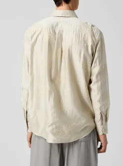 Beyond embroidered flowers gingham lining shirt