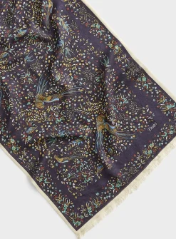 Birds of Paradise wool and silk scarf
