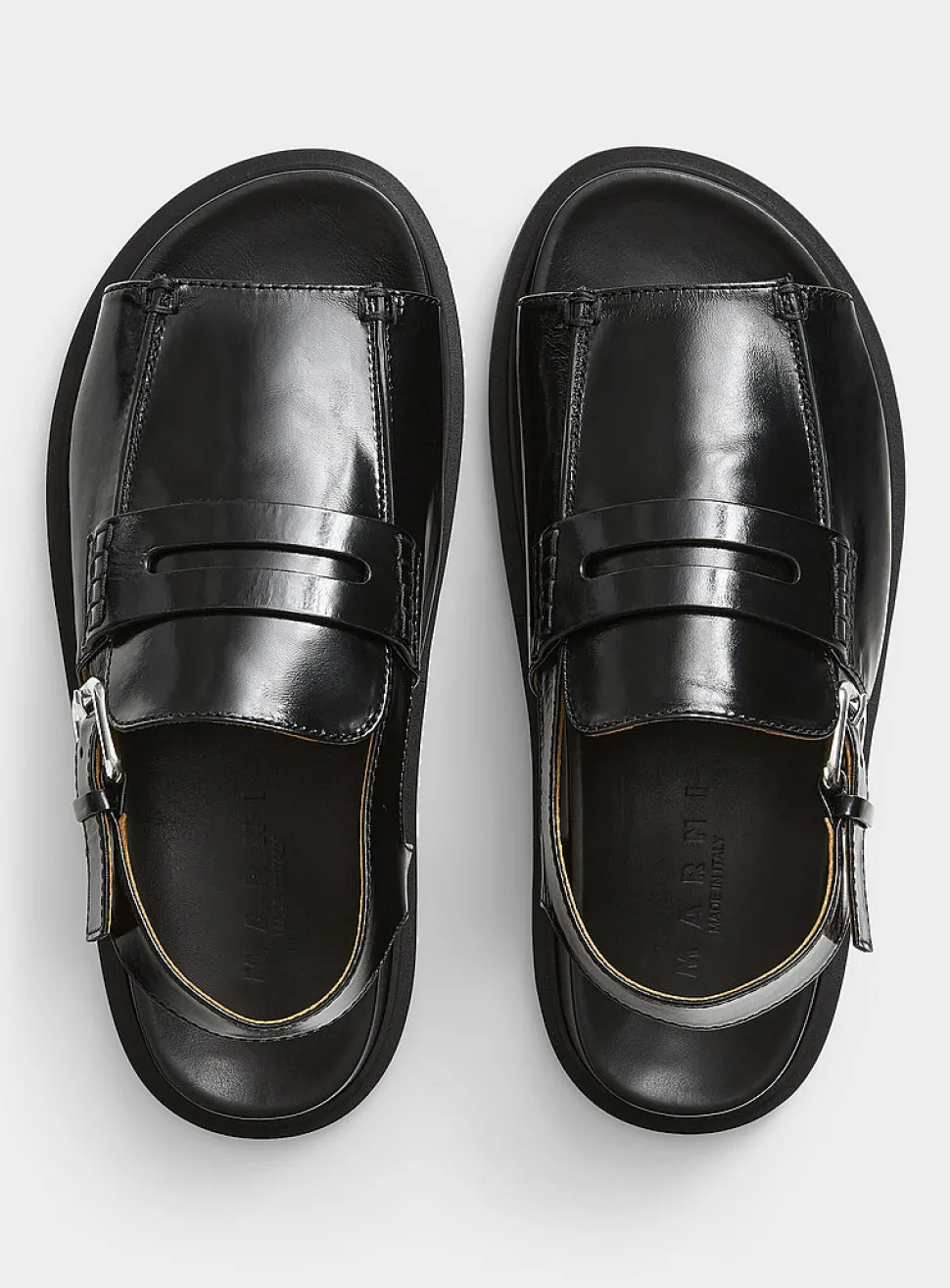 Black leather loafer sandal