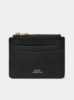 Black leather Paris card holder
