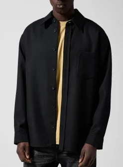 Black twill overshirt